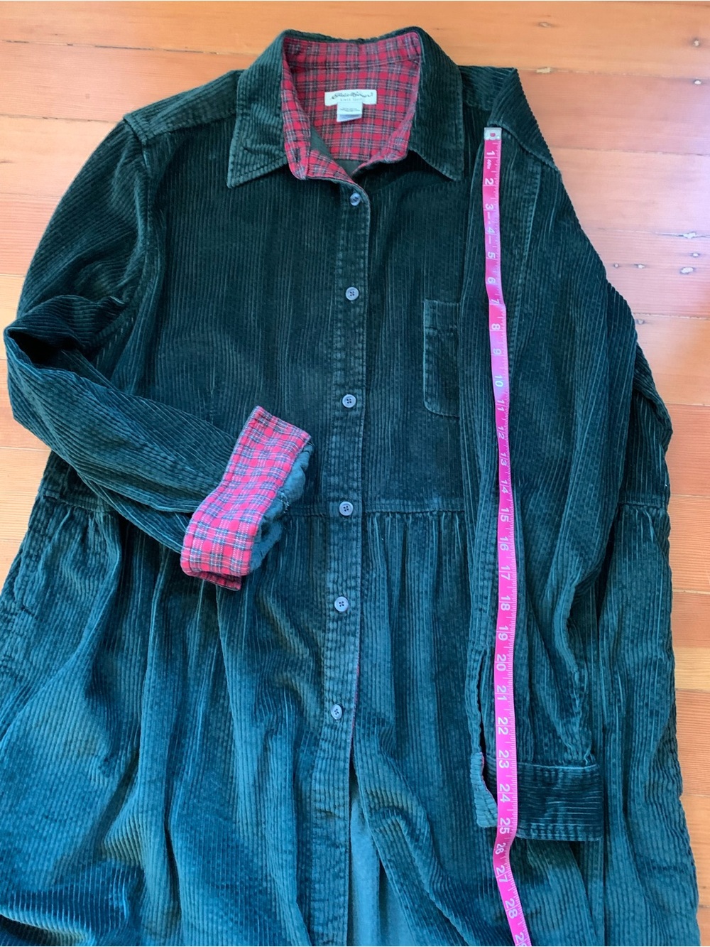 Vintage Eddie Bauer Corduroy Button-Front Maxi Dress in Deep Green Tall XXL - Picture 6 of 6